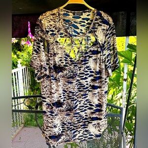 📦 REDUCED! Brown and Black Animal Print Blouse with Cut-Out Neckline